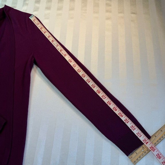 Jones New York Collection Open Front Wool Blend Cardigan Sweater Sz M Magenta - Picture 11 of 14